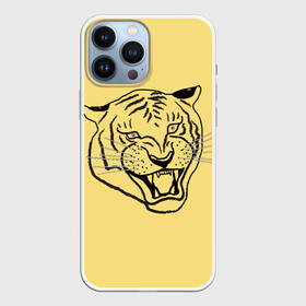 Чехол для iPhone 13 Pro Max с принтом тигр на золотом фоне ,  |  | art line | chinese calendar | contour | golden | head | mascot | muzzle | new year | symbol | tiger | year of the tiger | арт лайн | год тигра | голова | золотой | китайский календарь | контур | новогодний | новый год | символ | талисман | тигр