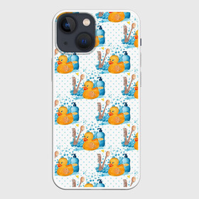 Чехол для iPhone 13 mini с принтом Утенок чистюля ,  |  | мойка | птичка | умывание | утенок | утка | чистка зубов | чистюля