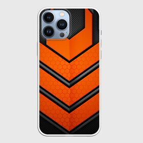 Чехол для iPhone 13 Pro Max с принтом НАНО БРОНЯ | NANO ARMOR ,  |  | 3d | arm | armor | armour | futuristic | nano | neon | orange | steel | броня | линии | нано | неон | неоновый | оранжевый | плиты | сетка | соты | сталь | стальная | стрелки | футуристичная