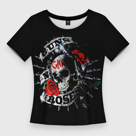 Женская футболка 3D Slim с принтом Ганз энд роузес ,  |  | alternative | guns n roses | metall | music | rock | альтернатива | ганс энд росес | металл | музыка | пушки и розы | рок