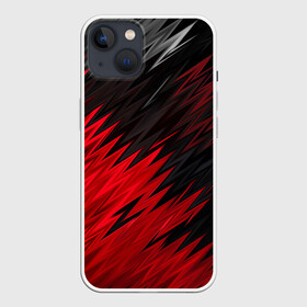 Чехол для iPhone 13 с принтом ЧЁРНО КРАСНЫЕ КРАСКИ | RED BLACK STRIPES ,  |  | Тематика изображения на принте: abstract | geometry | geometry stripes | grunge | texture | waves | абстракция | брызги | волны | геометрические полосы | геометрия | гранж | краски | текстура