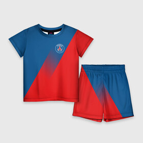 Детский костюм с шортами 3D с принтом PSG GRADIENT SPORT UNIFORM ,  |  | paris saint germain | psg | saint | sport | париж | псг | псж | спорт | футбол