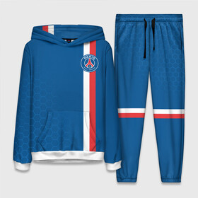 Женский костюм 3D (с толстовкой) с принтом PSG SPORT STRIPES UNIFORM ,  |  | paris saint germain | psg | saint | sport | париж | псг | псж | спорт | футбол