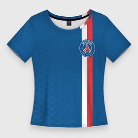 Женская футболка 3D Slim с принтом PSG SPORT STRIPES UNIFORM ,  |  | paris saint germain | psg | saint | sport | париж | псг | псж | спорт | футбол