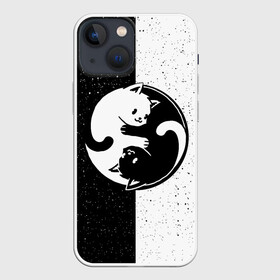 Чехол для iPhone 13 mini с принтом YIN YANG CATS   ИНЬ ЯНЬ КОТИКИ В ЗВЁЗДНОМ НЕБЕ ,  |  | Тематика изображения на принте: anime | cat | cats | galaxy | kitten | love | philosophy | space | yang | yin | yoga | аниме | галактика | инь | йога | космос | кот | котенок | котик | котики | коты | любовь | противоположность | сердце | философия | ян