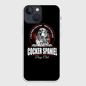 Чехол для iPhone 13 mini с принтом Кокер Спаниель (Cocker Spaniel) ,  |  | Тематика изображения на принте: cocker spaniel | dog spaniel | k | английский спаниель | год собаки | друг человека | животное | зверь | кавалер спаниель | кинг чарльз спаниель | кинолог | кокер спаниель | охотничья собака | пёс
