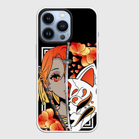 Чехол для iPhone 13 Pro с принтом Samurai girl ,  |  | girl | japan | samurai | лис | маска | мечи | самурай | цветы