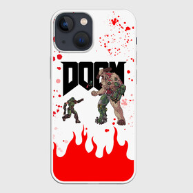 Чехол для iPhone 13 mini с принтом Doomguy vs Cyberdemon (+спина) ,  |  | cyber demon | cyberdemon | demons | devil | doom | doom eternal | doom slayer | doomguy | hell | slayer | ад | демон | демоны | дум | думгай | кибер демон | кибердемон | солдат рока