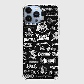 Чехол для iPhone 13 Pro Max с принтом ЛОГОТИПЫ МЕТАЛ ГРУПП   METAL BANDS LOGO ,  |  | black sabbath | bmth | dio | heavy metal | iron maiden | judas priest | megadeth | metallica | motorhead | pantera | slayer | slipknot | группы | метал | рок