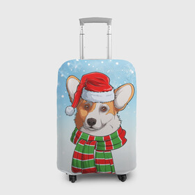 Чехол для чемодана 3D с принтом Новогодний Корги   New Years Corgi , 86% полиэфир, 14% спандекс | двустороннее нанесение принта, прорези для ручек и колес | christmas | corgi | dog | santa | дед мороз | елка | зима | корги | новый год | рождество | санта | снег | снегурочка | снежинка | собака | собачка | щенок