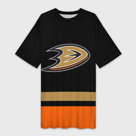 Платье-футболка 3D с принтом Anaheim Ducks  Анахайм Дакс ,  |  | anahaim ducks | anaheim | anaheim ducks | ducks | hockey | mighty ducks | nhl | usa | дакс | могучие утята | нхл | спорт | сша | хоккей | шайба