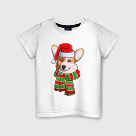 Детская футболка хлопок с принтом Новогодний Вельш корги , 100% хлопок | круглый вырез горловины, полуприлегающий силуэт, длина до линии бедер | christmas | corgi | dog | santa | дед мороз | елка | зима | корги | новый год | рождество | санта | снег | снегурочка | снежинка | собака | собачка | щенок