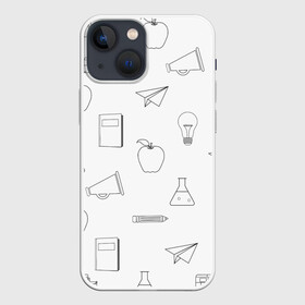 Чехол для iPhone 13 mini с принтом эскизы простые ,  |  | автобус | детский | дневник | карандаш | лампочка | риснок | самолёт | эскиз | яблоко