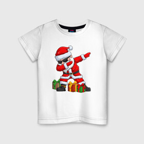Детская футболка хлопок с принтом Санта Даб   Santa Dab , 100% хлопок | круглый вырез горловины, полуприлегающий силуэт, длина до линии бедер | christmas | dab | dabbing | santa | дед мороз | елка | зима | новый год | подарок | рождество | санта | снег | снегурочка | снежинка