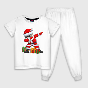 Детская пижама хлопок с принтом Санта Даб   Santa Dab , 100% хлопок |  брюки и футболка прямого кроя, без карманов, на брюках мягкая резинка на поясе и по низу штанин
 | christmas | dab | dabbing | santa | дед мороз | елка | зима | новый год | подарок | рождество | санта | снег | снегурочка | снежинка