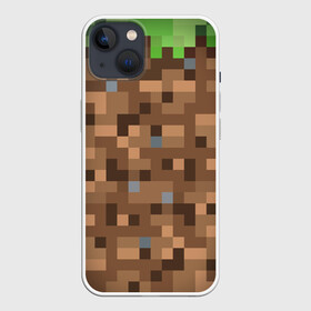 Чехол для iPhone 13 с принтом ЗЕМЛЯ | DIRT | MINECRAFT ,  |  | block | box | dirt | minecraft | pixels | texture | биом | блок | земля | майнкрафт | пиксели | пиксельный | текстура