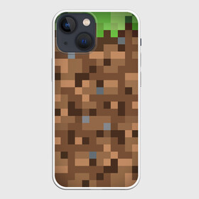 Чехол для iPhone 13 mini с принтом ЗЕМЛЯ | DIRT | MINECRAFT ,  |  | Тематика изображения на принте: block | box | dirt | minecraft | pixels | texture | биом | блок | земля | майнкрафт | пиксели | пиксельный | текстура