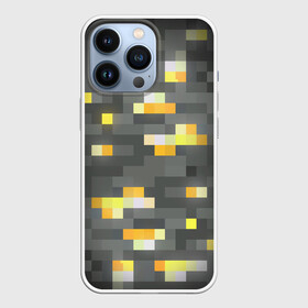 Чехол для iPhone 13 Pro с принтом ЗОЛОТАЯ РУДА | GOLD ORE | MINECRAFT ,  |  | block | box | dirt | gold | golden | minecraft | ore | pixels | texture | биом | блок | земля | золотая | золото | майнкрафт | пиксели | пиксельный | руда | текстура