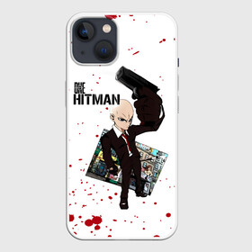 Чехол для iPhone 13 с принтом ONE HITMAN ,  |  | hagemanto | hitman | one punch man | one punchman | onepunchman | saitama | sensei | агент 47 | аниме | ван панч мен | ванпанчмен | лысый плащ | манга | сайтама | сильнейший человек | учитель | хитман | человек одинудар | человек одного у