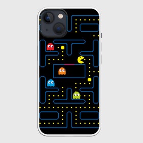 Чехол для iPhone 13 с принтом Пиксельный Пакман ,  |  | pacman | пакман | пиксел | пиксельный пакман | пэкмэн