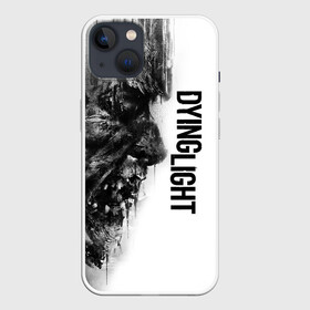 Чехол для iPhone 13 с принтом DYING LIGHT BLACK  WHITE ZOMBIE FACE ,  |  | apocalypsis | dying light | dying light 2 | dying light the following | haran | horror | kyle craig | monsters | survivor | zombie | апокалипсис | выживалка | даинг лайт | зомби | кайл крейн | монстры | харан