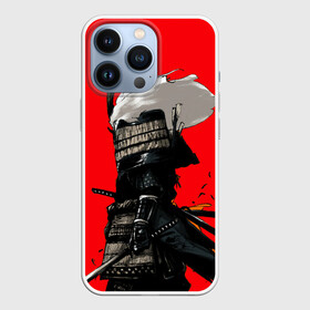 Чехол для iPhone 13 Pro с принтом Самурай сёгун на красном фоне ,  |  | samurai | wano kuni | ниндзя | путь война | самурай | семь самураев | токио | черный самурай | японский самурай