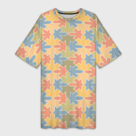 Платье-футболка 3D с принтом Мозайка из Листьев ,  |  | абстракция | листья | мазайка | повторение | повторяющиеся листья