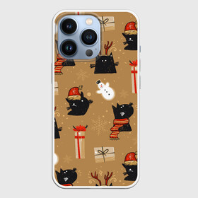 Чехол для iPhone 13 Pro с принтом Черные новогодние коты ,  |  | 2021 | 2022 | christmas | merry | merry christmas | new year | snow | sweater | ugly christmas | winter | year of the tiger | год тигра | зима | котики | коты | кошки | новогодний | новогодняя | новый год | рождественский | рождественский свитер