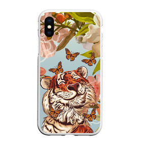 Чехол для iPhone XS Max матовый с принтом Тигр и бабочки , Силикон | Область печати: задняя сторона чехла, без боковых панелей | Тематика изображения на принте: 2022 | 2022 тигр | бабочка | бабочка и тигр | бабочки | восточный тигр | восточный узор | иероглиф тигра | китай | китайский пейзаж | китайский тигр | новый год | тигр | тигр 2022 | тигр и бабочка