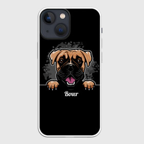 Чехол для iPhone 13 mini с принтом Боксёр (Boxer) ,  |  | animal | boxer | bulldog | dog | fighting dog | pit bull | бойцовская собака | боксёр | бульдог | год собаки | друг человека | животное | кинолог | немецкий боксёр | пёс | питбуль | порода собак | собака боксёр | собаковод