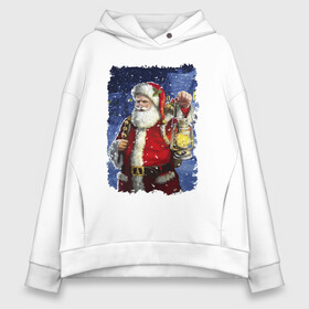 Женское худи Oversize хлопок с принтом Santa Claus shines a lantern , френч-терри — 70% хлопок, 30% полиэстер. Мягкий теплый начес внутри —100% хлопок | боковые карманы, эластичные манжеты и нижняя кромка, капюшон на магнитной кнопке | beard | blizard | eyes | holiday | lantern | merry christmas | moustache | new year | santa klaus | snow | борода | глаза | дед мороз | новый год | очки | праздник | пурга | рождество | снег | усы | фонарь