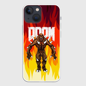 Чехол для iPhone 13 mini с принтом DOOM IMP | FIRE AND MONSTER ,  |  | Тематика изображения на принте: demons | devil | doom | doom eternal | doom slayer | fire | hell | imp | ад | демон | демоны | дум | имп | огонь | фаер