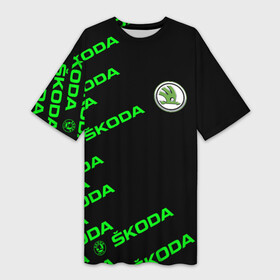 Платье-футболка 3D с принтом SKODA LINE LOGO STYLE GREEN ,  |  | auto sport | autosport | octavia | rapid | rs | skoda | superb | vag | volkswagen | vrs | vw | yeti | авто | авто спорт | автомобиль | автоспорт | ам | ваг | вагавод | ети | карбон | машина | октавия | рапид | суперб | шкода | шкодавод