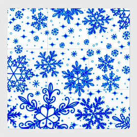 Магнитный плакат 3Х3 с принтом Белая Зима , Полимерный материал с магнитным слоем | 9 деталей размером 9*9 см | christmas | cold | happy new year | ice | merry christmas | new year | snow | snowflakes | winter | голубые снежинки | декабрь | зима | зимний орнамент | зимний узор | кристаллы | новогодний принт | новый год | подарок | природа | рождество