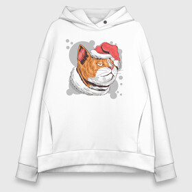 Женское худи Oversize хлопок с принтом Christmas Cat , френч-терри — 70% хлопок, 30% полиэстер. Мягкий теплый начес внутри —100% хлопок | боковые карманы, эластичные манжеты и нижняя кромка, капюшон на магнитной кнопке | art | cat | christmas | kitty | new year | santa hat | арт | кот | котик | кошка | новый год | рождество | шапка санты