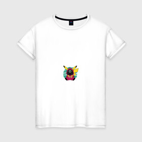 Женская футболка хлопок с принтом Pika game , 100% хлопок | прямой крой, круглый вырез горловины, длина до линии бедер, слегка спущенное плечо | pikachu | pokemon | squid game | игра кальмара | пикачу | покемон