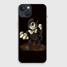 Чехол для iPhone 13 с принтом BENDY   ЗЛОЙ БЕНДИ ,  |  | Тематика изображения на принте: bendy | bendy and the ink machine | tegunvteg | бенди | бени | бенни | бэнди | детская | детям | игра | компьютерная игра | машина | ужастик | чернила | чернильная