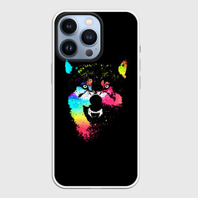 Чехол для iPhone 13 Pro с принтом Неоновый свирепый волк ,  |  | color | enemy | fangs | force | grin | jaw | power | wolf | волк | зверь | клыки | мощь | неон | оскал | пасть | сила | цвет
