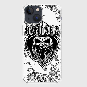 Чехол для iPhone 13 mini с принтом BANDANA (SCULL) ,  |  | Тематика изображения на принте: bandana | bbt | big baby tape | kizaru | rap | trap | бандана | ббт | биг бейби тейп | кизару | реп | треп