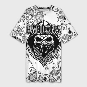Платье-футболка 3D с принтом BANDANA (SCULL) ,  |  | bandana | bbt | big baby tape | kizaru | rap | trap | бандана | ббт | биг бейби тейп | кизару | реп | треп