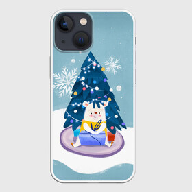 Чехол для iPhone 13 mini с принтом Медвежонок под новогодней елкой ,  |  | 2022 | christmas | new year | животные | звери | зверюшки | зима | кавай | медведь | медвежонок | милота | милый | мишка | нг | новогодний | новый год | рождество | снег