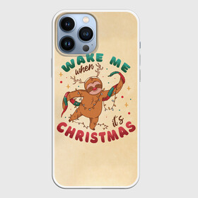 Чехол для iPhone 13 Pro Max с принтом Ленивец. Новый год ,  |  | Тематика изображения на принте: 2022 | christmas | new year | животные | звери | зверюшки | кавай | милота | милый | нг | новогодний | новый год | рождество