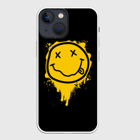 Чехол для iPhone 13 mini с принтом NIRVANA LOGO SMILE, БРЫЗГИ КРАСОК ,  |  | band | cobain | face | kurt | logo | music | nirvana | rock | rocknroll | группа | кобейн | курт | лого | логотип | музыка | музыкальная | нирвана | рожица | рок | рокнролл | символ