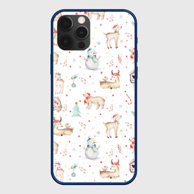 Чехол для iPhone 12 Pro Max с принтом Паттерн с оленями и медведями , Силикон |  | 2022 | christmas | new year | животные | звери | зверюшки | кавай | медведь | медвежата | милота | милый | нг | новогодний | новый год | олени | олень | рождество