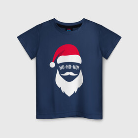 Детская футболка хлопок с принтом Санта ХО ХО ХО арт , 100% хлопок | круглый вырез горловины, полуприлегающий силуэт, длина до линии бедер | art | christmas | hat | new year | santa | santa claus | арт | дед мороз | новый год | рождество | санта | санта клаус | шапка