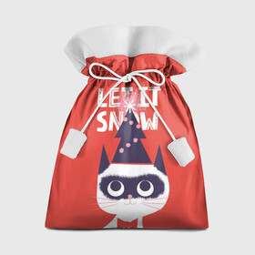 Подарочный 3D мешок с принтом Котик. Новый год , 100% полиэстер | Размер: 29*39 см | 2022 | christmas | new year | животные | звери | зверюшки | кавай | милота | милый | нг | новогодний | новый год | рождество