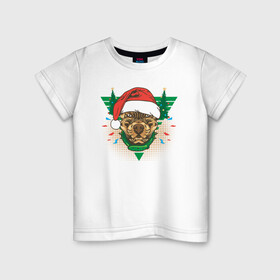 Детская футболка хлопок с принтом Christmas Dog , 100% хлопок | круглый вырез горловины, полуприлегающий силуэт, длина до линии бедер | christmas | dog | new year | santa hat | trees | елки | новый год | пес | рождество | собака | шапка санты