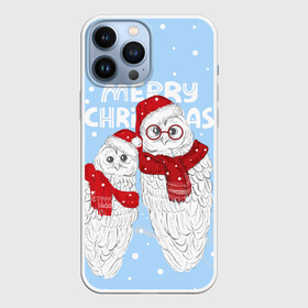 Чехол для iPhone 13 Pro Max с принтом С Рождеством Совы ,  |  | Тематика изображения на принте: 2022 | christmas | new year | животные | звери | зверюшки | кавай | милота | милый | нг | новогодний | новый год | рождество