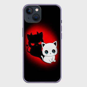 Чехол для iPhone 13 с принтом КОТИК ДЬЯВОЛ   KITTY DEVIL ,  |  | animals | cat | demon | devil | kitty | дьявол | животные | звери | котик | кошки