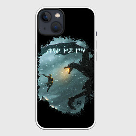 Чехол для iPhone 13 с принтом TES SKYRIM FIGHT DRAGON ,  |  | dovahkiin | dragon | dragonborn | fus ro dah | oblivion | rpg | skyrim | tes | tes 5 | tes skyrim | tes v | the elder scrolls | the elder scrolls skyrim | we know | докавин | дракон | мы знаем | обливион | рпг | скайрим | фус ро дах